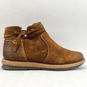 Born Boots Womens 10 Wynter Bootie Shoes Brown Suede Distressed Boho Zip Comfort